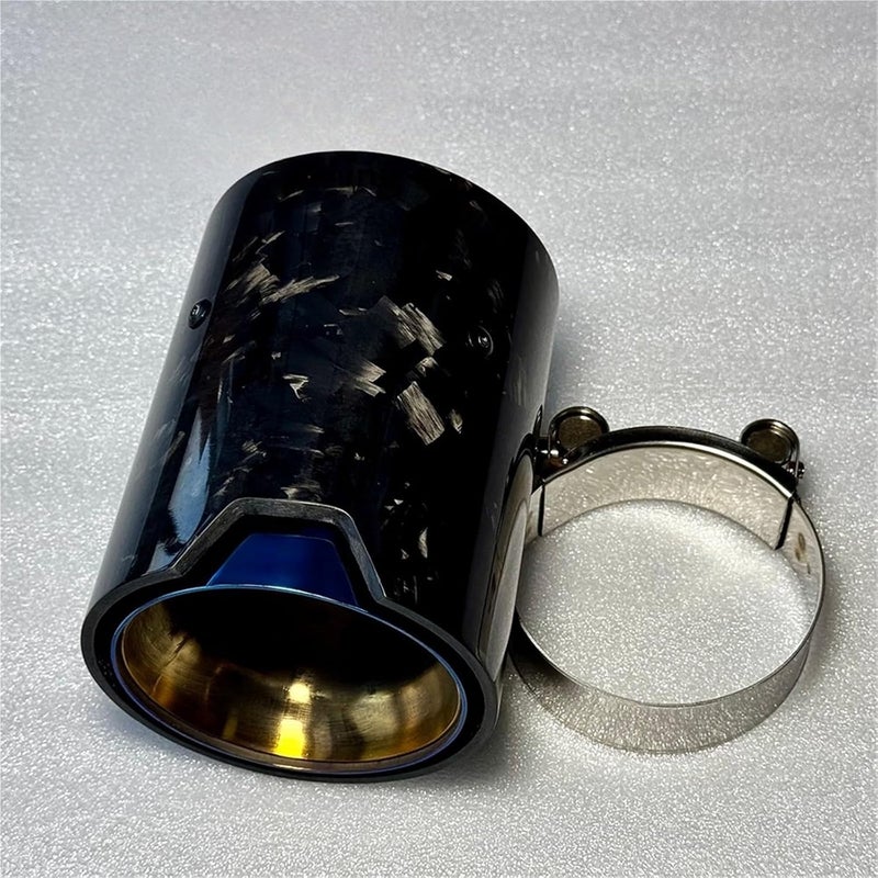 Glossy Forge Carbon TailTip Exhaust Nozzle Muffler Tips Compatible For BMW E46 E90 E60 F80 F82 F83 F90 ID 67MM OD 93MM - Image 1